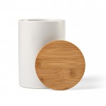 Bote cerámico de cocina con tapa de bambú 900ml color blanco segunda vista