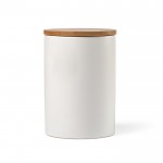 Bote cerámico de cocina con tapa de bambú 900ml color blanco tercera vista