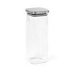 Frasco de vidrio con tapa de acero inoxidable reciclado sellada 2,04L color transparente