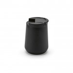 Taza térmica de acero inoxidable reciclado con tapa antifugas 350ml color negro vista lateral