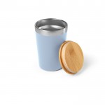 Vaso térmico de acero inoxidable reciclado con tapa de bambú 300ml color azul jaspeado segunda vista