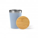Vaso térmico de acero inoxidable reciclado con tapa de bambú 300ml color azul jaspeado tercera vista