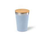Vaso térmico de acero inoxidable reciclado con tapa de bambú 300ml color azul jaspeado