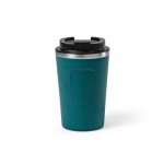 Vaso térmico sostenible de acero inoxidable reciclado de 400ml color azul petróleo vista frontal