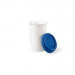 Taza térmica de cerámica take away con tapa de silicona 290ml color azul