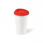 Taza térmica de cerámica take away con tapa de silicona 290ml color rojo segunda vista