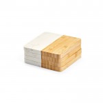 Juego de 4 posavasos de bambú y mármol sofisticados para la mesa color natural segunda vista