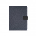 Portafolios de RPET con protectores para tablet y teléfono A4 color azul real vista frontal