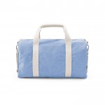 Bolsa deportiva de algodón reciclado con correa para el hombro color azul pastel vista frontal