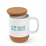 Taza de cerámica ecológica con tapa y base de corcho 350ml vista principal