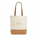 Bolsa de algodón reciclado con asas largas y fondo de corcho 180 g/m2 vista principal