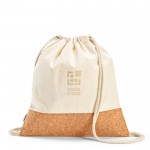Bolsa de cuerdas de algodón reciclado con fondo de corcho 180 g/m2 vista principal