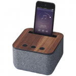 altavoz bluetooth con base de madera publicidad