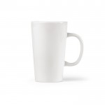 Taza con cuerpo de cerámica y asa grande 270ml color blanco vista frontal