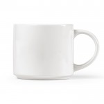 Taza hecha de cerámica con asa grande 400ml color blanco vista frontal