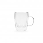 Taza de vidrio de borosilicato con doble pared 260ml color transparente vista frontal