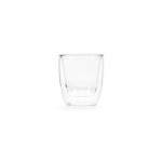 Vaso de vidrio de borosilicato de doble pared y sin asas 60ml color transparente vista frontal