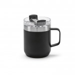 Taza de acero inoxidable reciclado con tapa giratoria 350ml color negro