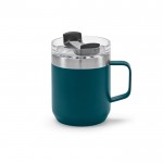 Taza de acero inoxidable reciclado con tapa giratoria 350ml color azul petróleo