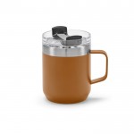 Taza de acero inoxidable reciclado con tapa giratoria 350ml color camel