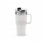 Vaso térmico de acero inoxidable reciclado con tapa giratoria 490ml color blanco