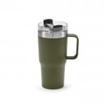 Vaso térmico de acero inoxidable reciclado con tapa giratoria 490ml color verde militar