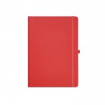Libreta de papel reciclado con tapa dura A4 hojas a rayas color rojo vista frontal