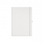 Libreta de papel reciclado con tapa dura A4 hojas a rayas color blanco vista frontal