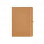 Libreta de papel reciclado con tapa dura A4 hojas a rayas color camel vista frontal