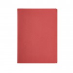 Cuaderno de cartón reciclado con lomo cosido A4 hojas a rayas color rojo vista frontal