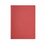 Cuaderno de cartón reciclado con lomo cosido A4 hojas a rayas color rojo vista frontal