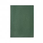 Cuaderno de cartón reciclado con lomo cosido A4 hojas a rayas color verde oscuro vista frontal
