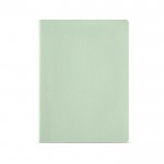 Cuaderno de cartón reciclado con lomo cosido A4 hojas a rayas color verde pastel vista frontal