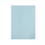 Cuaderno de cartón reciclado con lomo cosido A4 hojas a rayas color azul pastel vista frontal