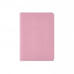 Libreta con cubierta de cartón reciclado A6 hojas a rayas color rosa vista frontal