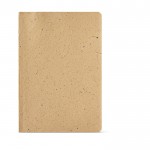 Cuaderno con tapa blanda hecho parcialmente de cáscara de coco A5 color marrón claro vista frontal