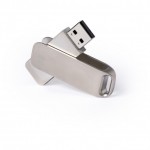 USB metálico giratorio color gris vista tercera