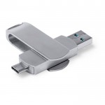 Pendrive de metal con sistema giratorio y conexión tipo-C color plateado