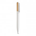 Bolígrafo de aluminio reciclado y bambú tinta azul Dokumental® color blanco
