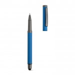 Bolígrafo de acero inoxidable reciclado tinta negra Dokumental® color azul segunda vista