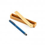 Bolígrafo de acero inoxidable reciclado tinta negra Dokumental® color azul