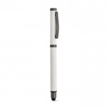 Bolígrafo de acero inoxidable reciclado tinta negra Dokumental® color blanco