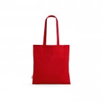 Bolsa de la compra de algodón reciclado con asas largas 140 g/m2 color rojo