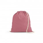 Mochila ecológica de cuerdas de algodón reciclado y RPET 140 g/m2 color rosa