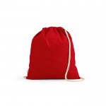 Mochila ecológica de cuerdas de algodón reciclado y RPET 140 g/m2 color rojo