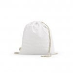 Mochila ecológica de cuerdas de algodón reciclado y RPET 140 g/m2 color blanco