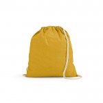 Mochila ecológica de cuerdas de algodón reciclado y RPET 140 g/m2 color amarillo