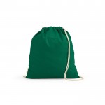 Mochila ecológica de cuerdas de algodón reciclado y RPET 140 g/m2 color verde