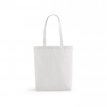 Bolsa de algodón reciclado y RPET con asas largas 220 g/m2 color blanco vista frontal