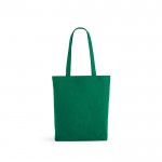 Bolsa de algodón reciclado y RPET con asas largas 220 g/m2 color verde vista frontal